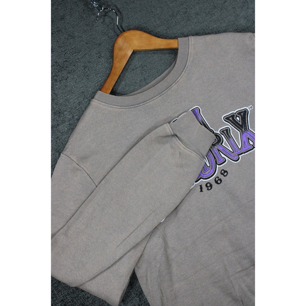 Jimi Hendrix 1968 Graphic Sweatshirt Gray Purple Logo Rock Band Crewneck Small